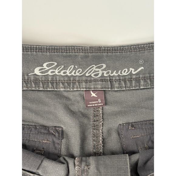 Eddie Bauer Pants Womens 6 Gray Ripstop Cargo Capri Crop Tech Hiking Outdoor - Picture 4 of 9